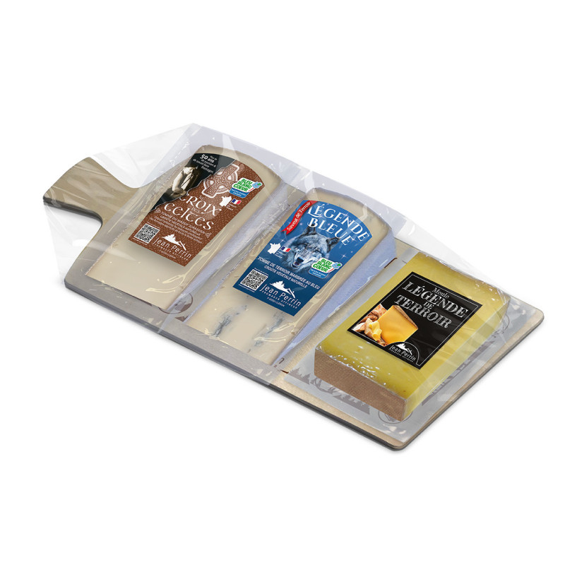 La planche du Fromager n°I 300g (Croix des Celtes-Légende bleue-Meule légende)