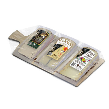 La planche du Fromager n°IX 300g (Tomme truffes-Morbier-tomme aux fleurs)