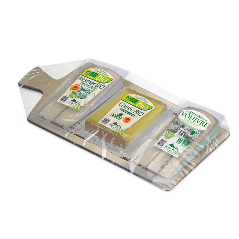 La planche du Fromager n°XXVII BIO 300g (Morbier bio-Comté 12m bio-tomme bio)