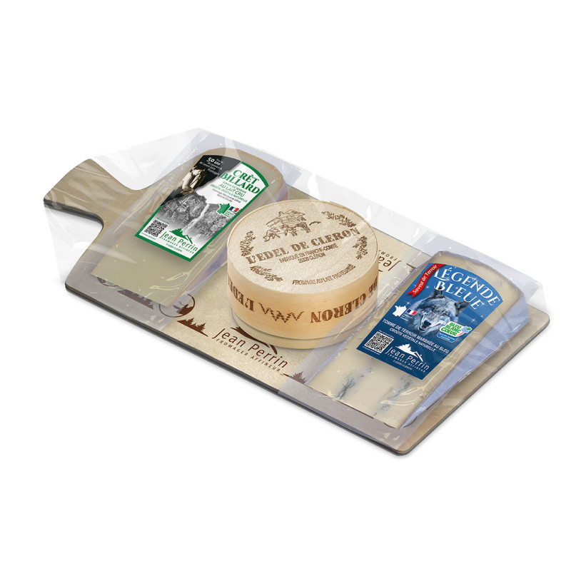 La planche du Fromager n°X 300g (Tomme Crêt billard-Edel de Cléron-Légende bleue)
