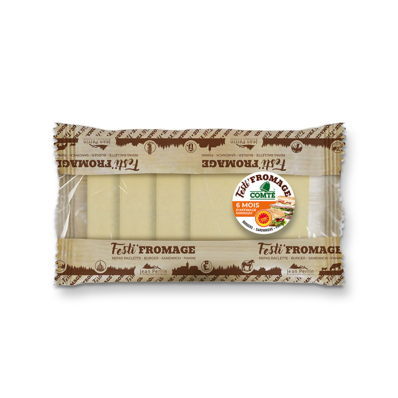 Festi-Fromage de Comté 6 mois 120g pour burger et sandwich - 4 tranches de 30g
