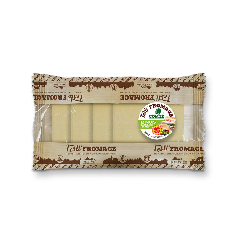 Festi-Fromage de Comté 12 mois 120g pour burger et sandwich - 4 tranches de 30g