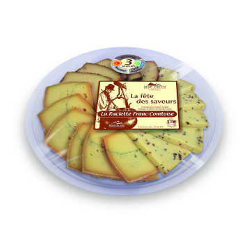 Plateau pour repas raclette 3 saveurs 540g (Morbier-Ortie Paprika-Moutarde)